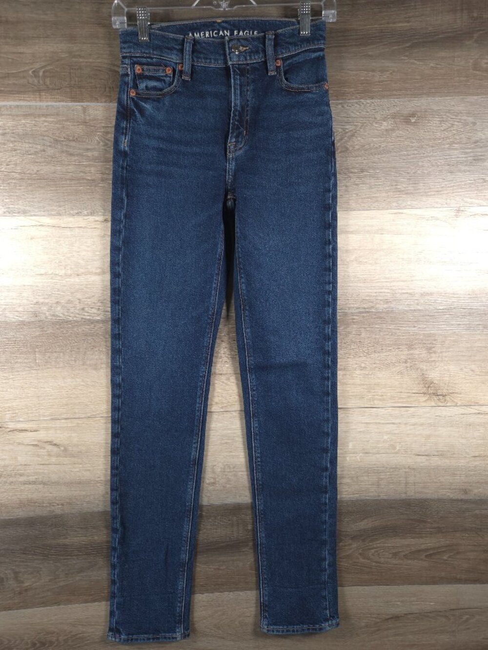 American Eagle Super High Rise Straight Jeans Women's Size 000 Regular Dark Wash